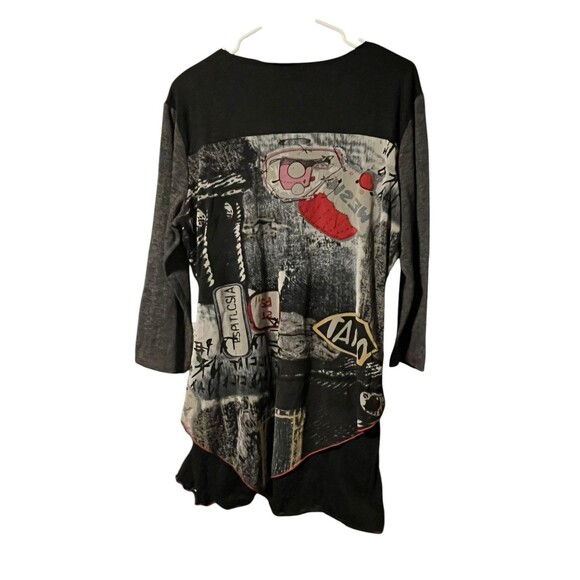 Bali Women's Black and Red tunic Top Size XXL Vintage Goth - Picture 3 of 8